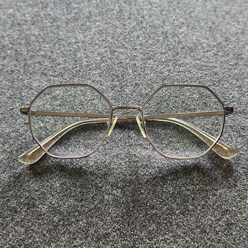 Vogue Octagonal Metal Frame Glasses in Gold and Clear